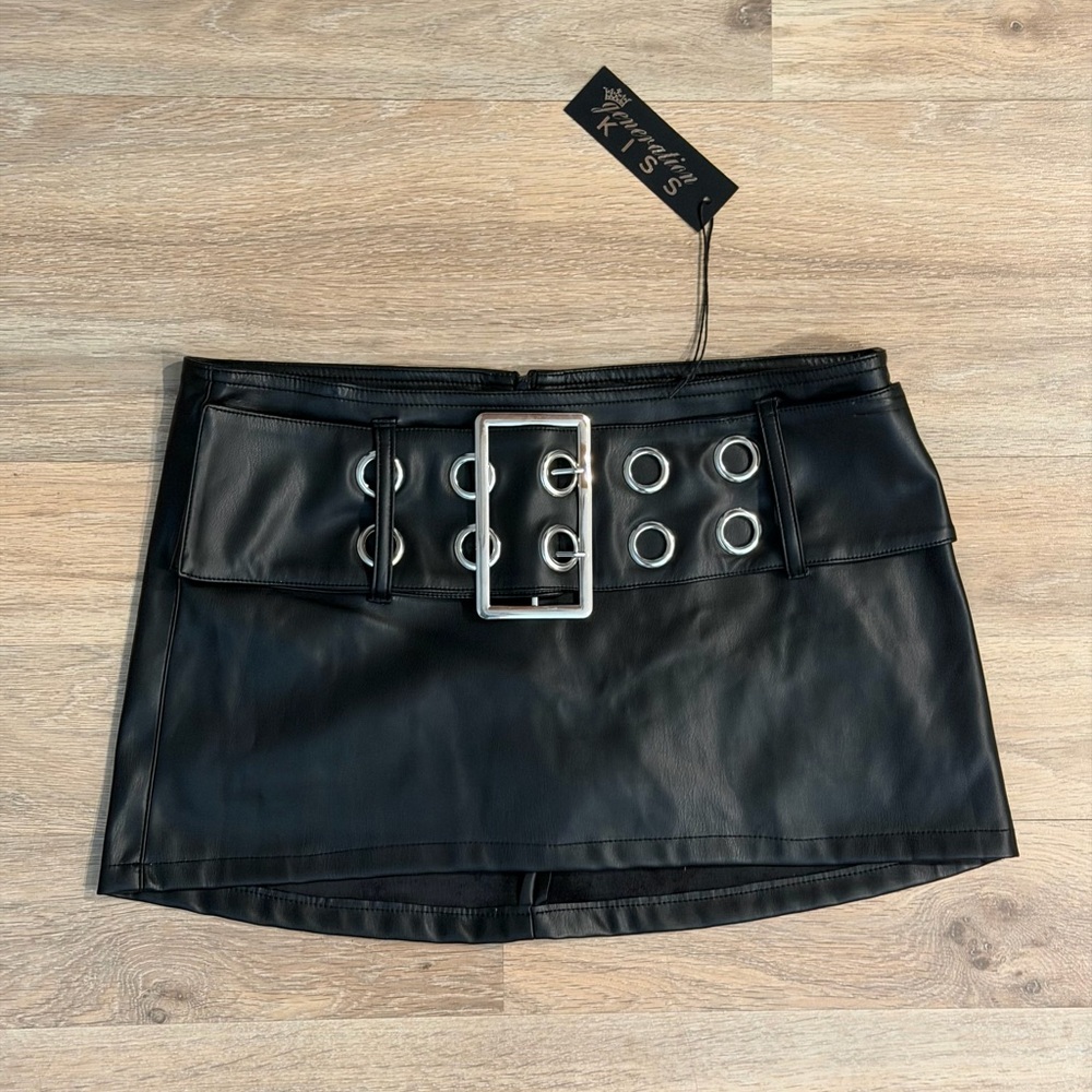 Dolls Kill Black Mini Skirt with Silver Accents